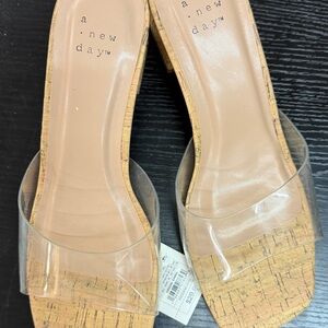 a new day Clear Strap Cork-Pattern Slide Sandals - Nude